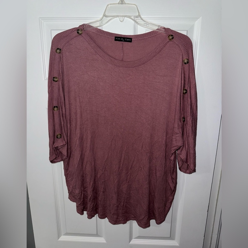 Kim & Cami Women’s 2X Deep-Pink Blouse